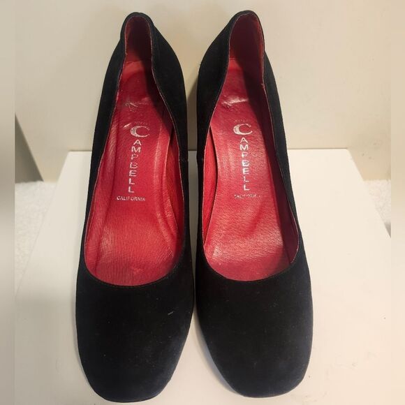 Jeffrey Campbell California Black Suede Square Toe Chunky Heel Pumps Sz.8.5 $135 - Picture 3 of 7
